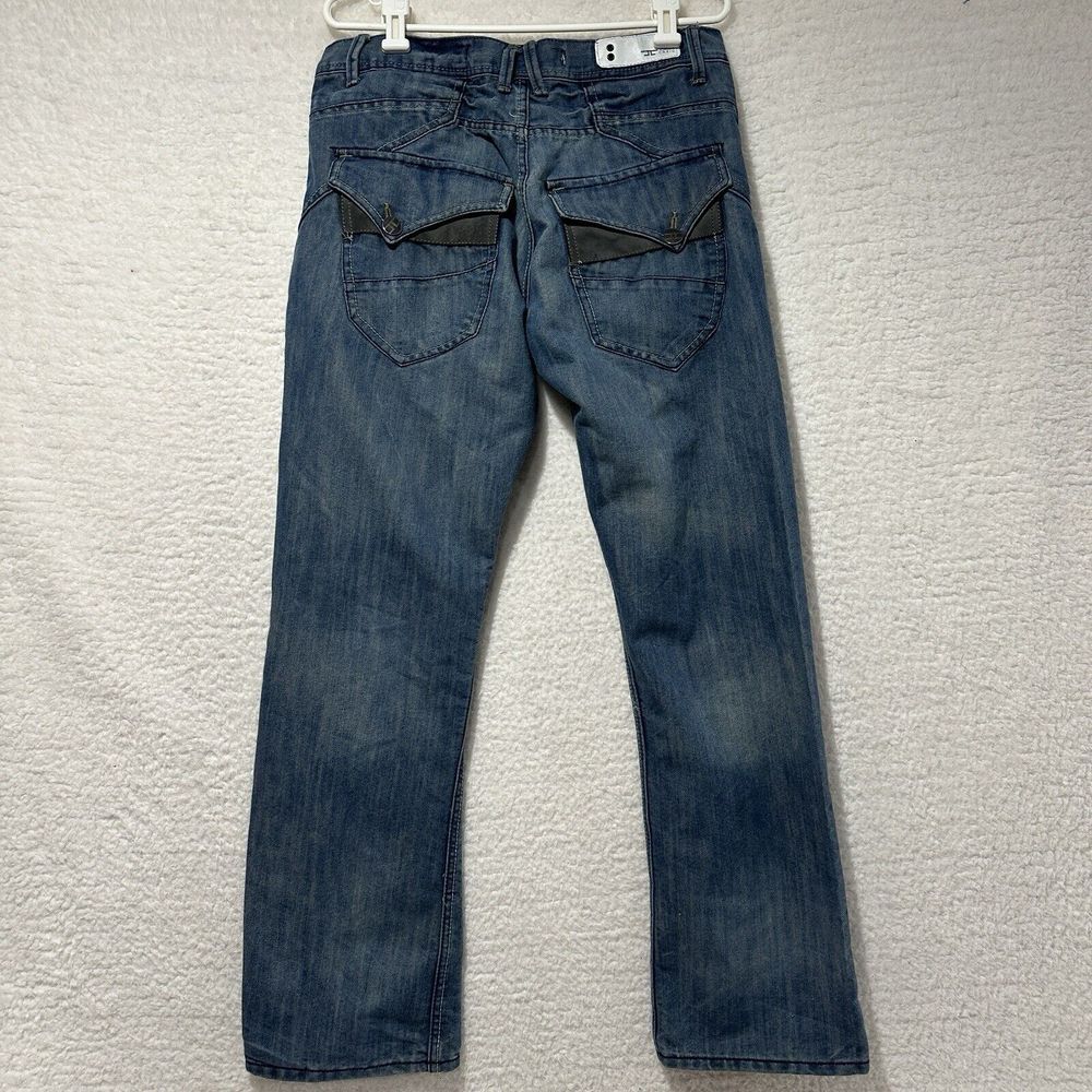 Jordan Craig Mens Blue Stone Washed Whiskered Denim Flap Pockets Actual Sz 32X31